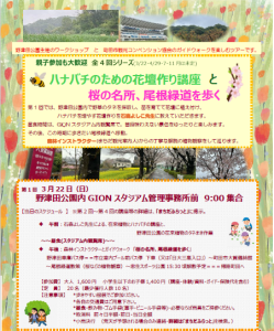 0322ハナバチのための花壇作り講座と桜の名所、尾根緑道を歩く